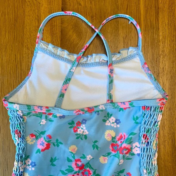 CATH KIDS Floral Swimsuit Girls 3-4 3T 4T Toddler Girl Pink Blue Cross Back - Picture 4 of 7